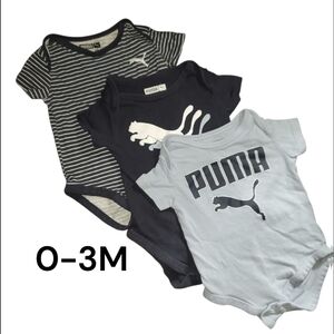 Puma Infant Bodysuit Trio - Black, Navy, Light Gray
